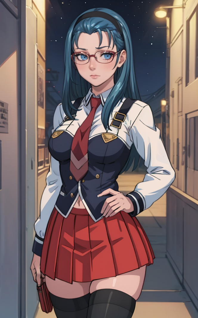 00172-seizamix_v2-2024-01-01-SchoolUniform_JunkoMochida_ownwaifu, night,__1girl, blue hair, long hair, glasses, hairband, large breasts, blue eyes, __school.png